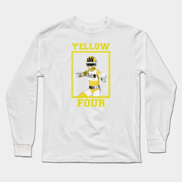 Yellow Four Long Sleeve T-Shirt by Zapt Art